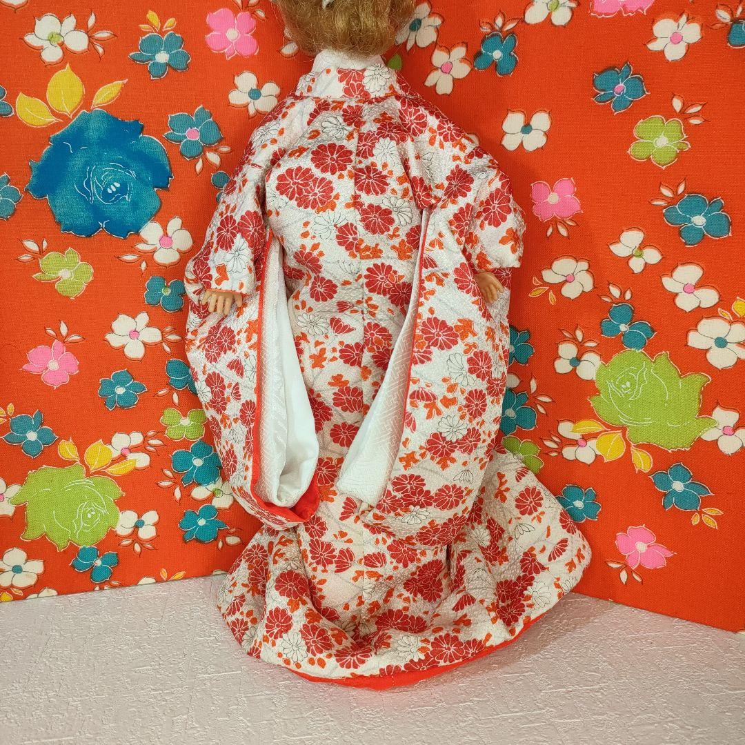 タミーちゃんサイズ　ハンドメイド　花嫁衣装セット　赤花柄