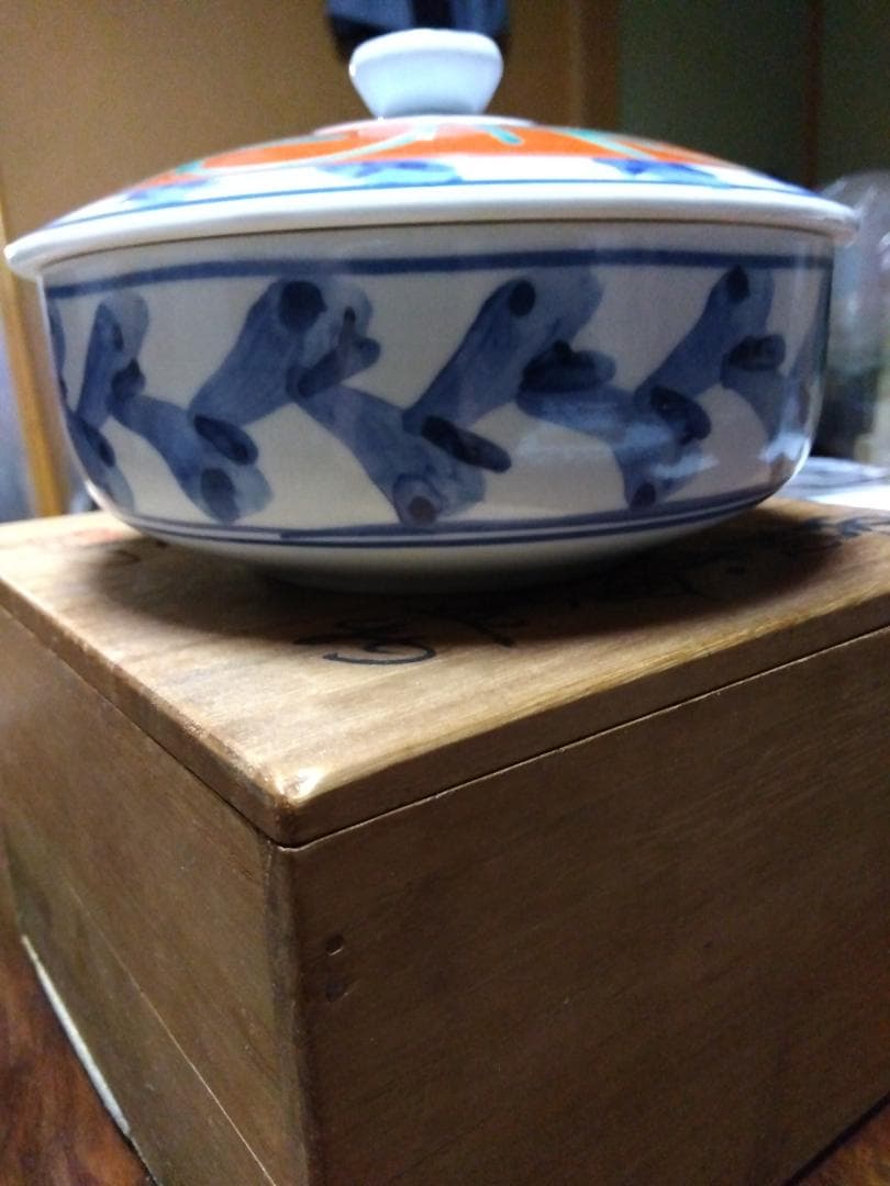 河合卯之助 呉須赤絵蓋物 (向日窯 )