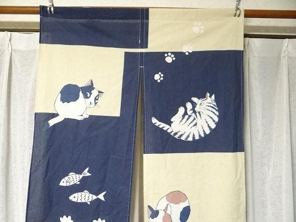 希少 ビンテージ 猫 ネコ キャット 暖簾 レトロ 当時物
