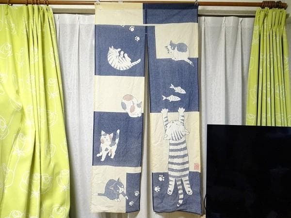 希少 ビンテージ 猫 ネコ キャット 暖簾 レトロ 当時物