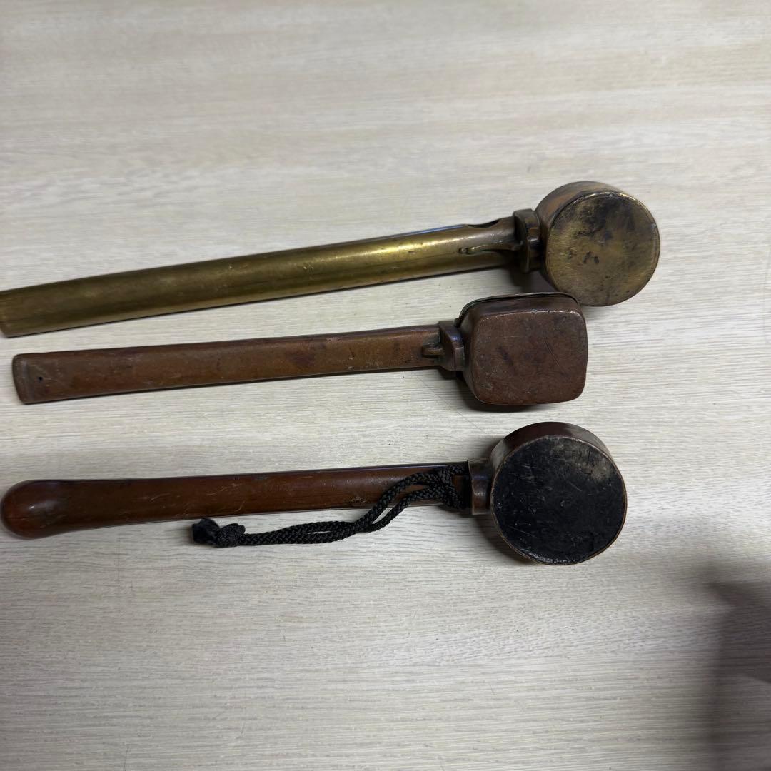 書道具　古銅製 柄杓型 矢立 筆と墨壺一体式 古道具　セード　時代品