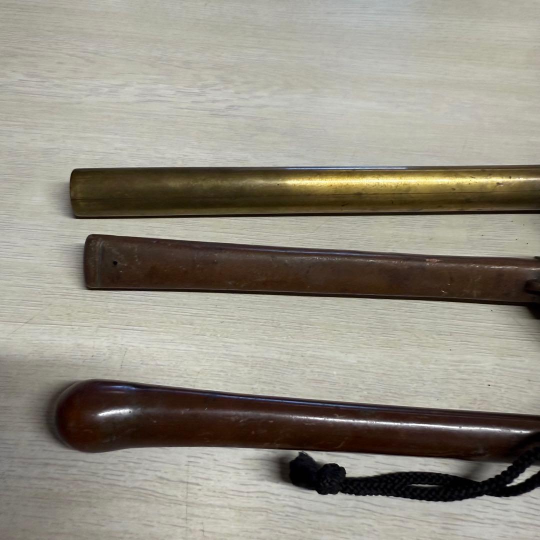 書道具　古銅製 柄杓型 矢立 筆と墨壺一体式 古道具　セード　時代品