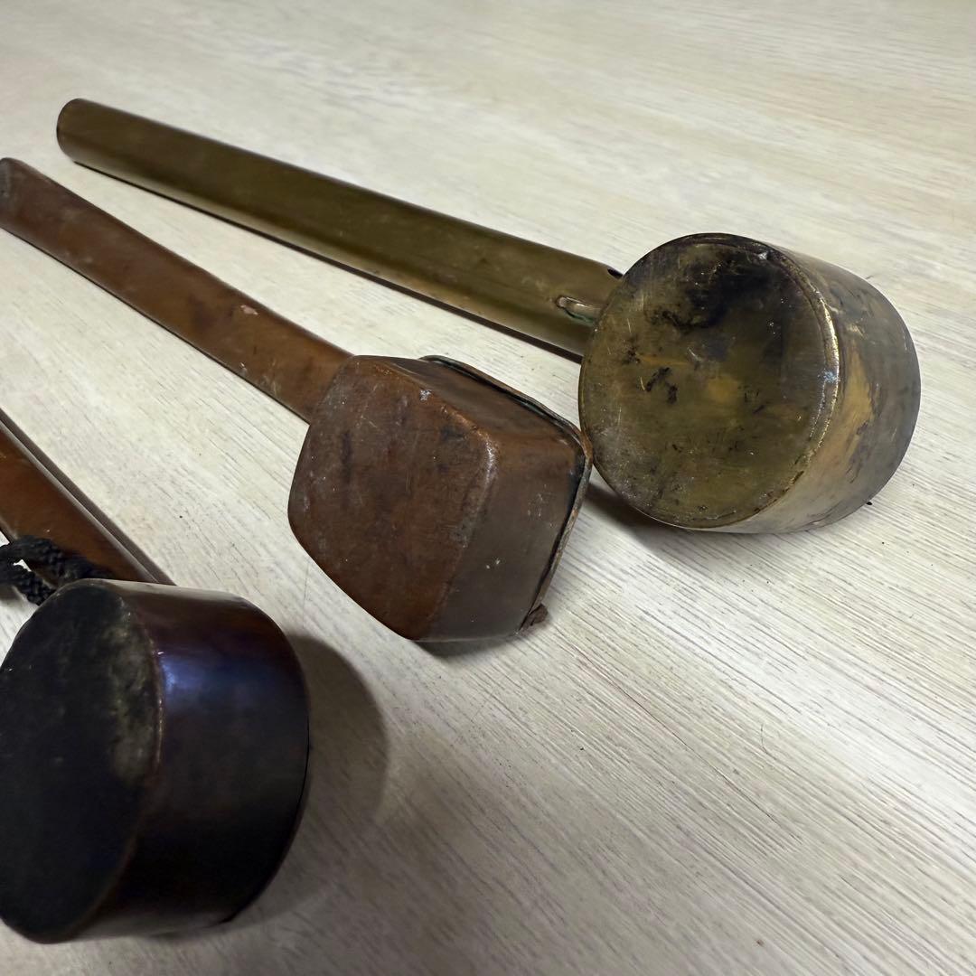 書道具　古銅製 柄杓型 矢立 筆と墨壺一体式 古道具　セード　時代品