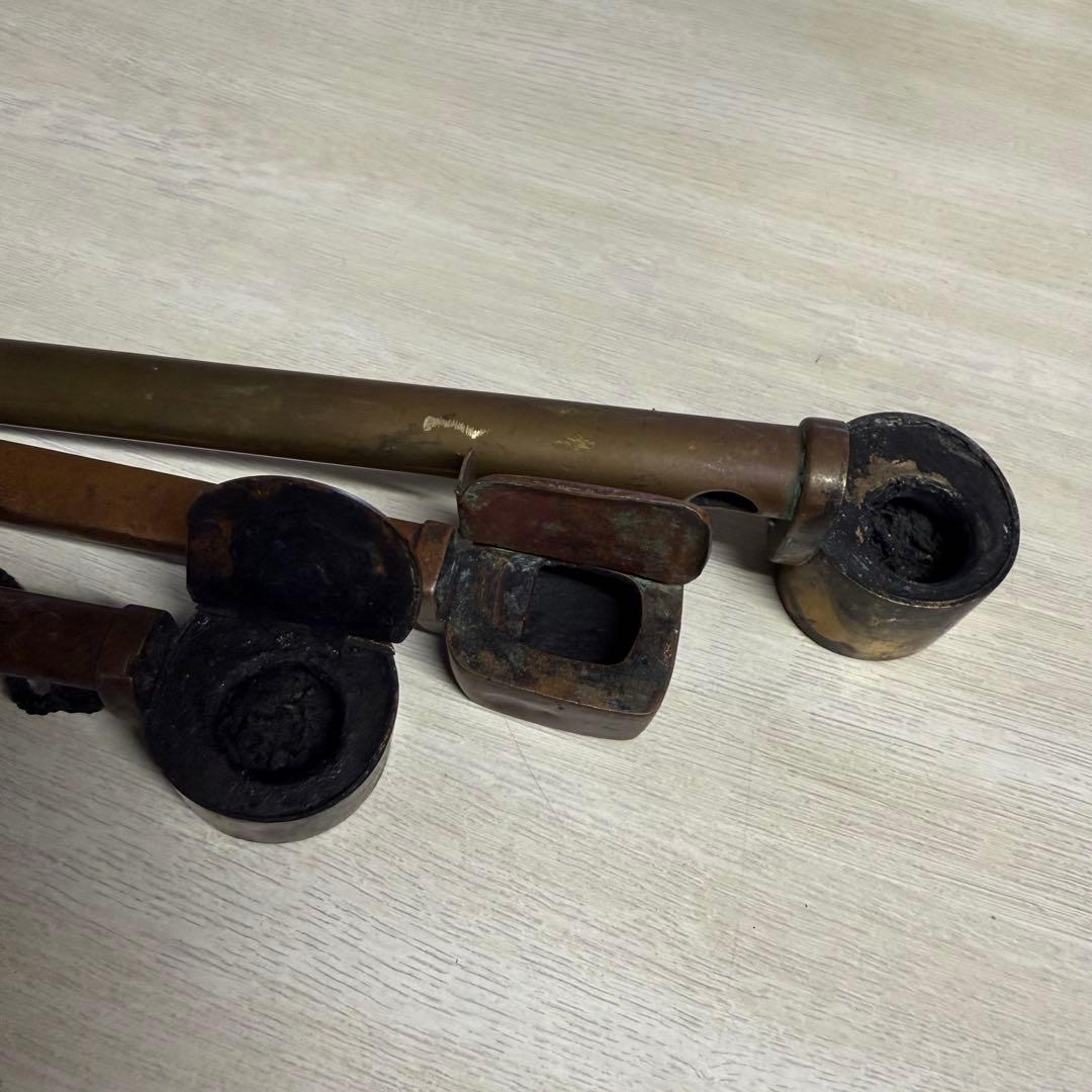 書道具　古銅製 柄杓型 矢立 筆と墨壺一体式 古道具　セード　時代品