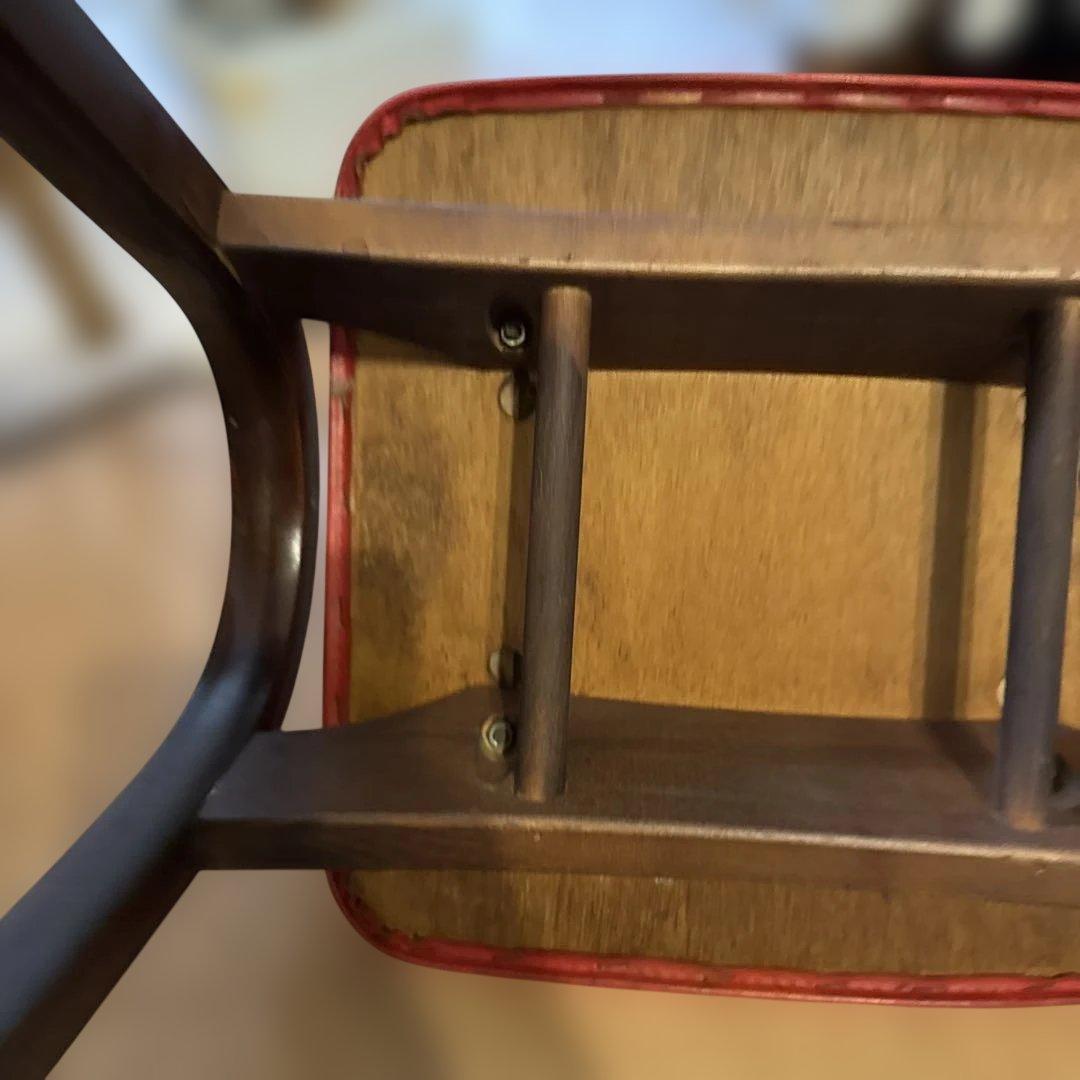 秋田木工 AKITAMOKKO 木製スツール 赤座面 曲木 ヴィンテージ