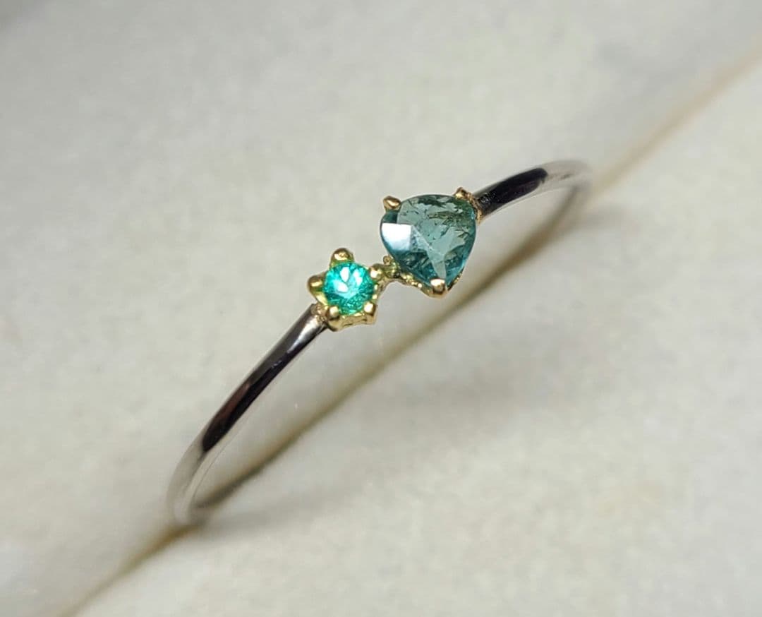 ダブルネオン!!★ブラジルバターリャパライバトルマリン2pcリング18金★