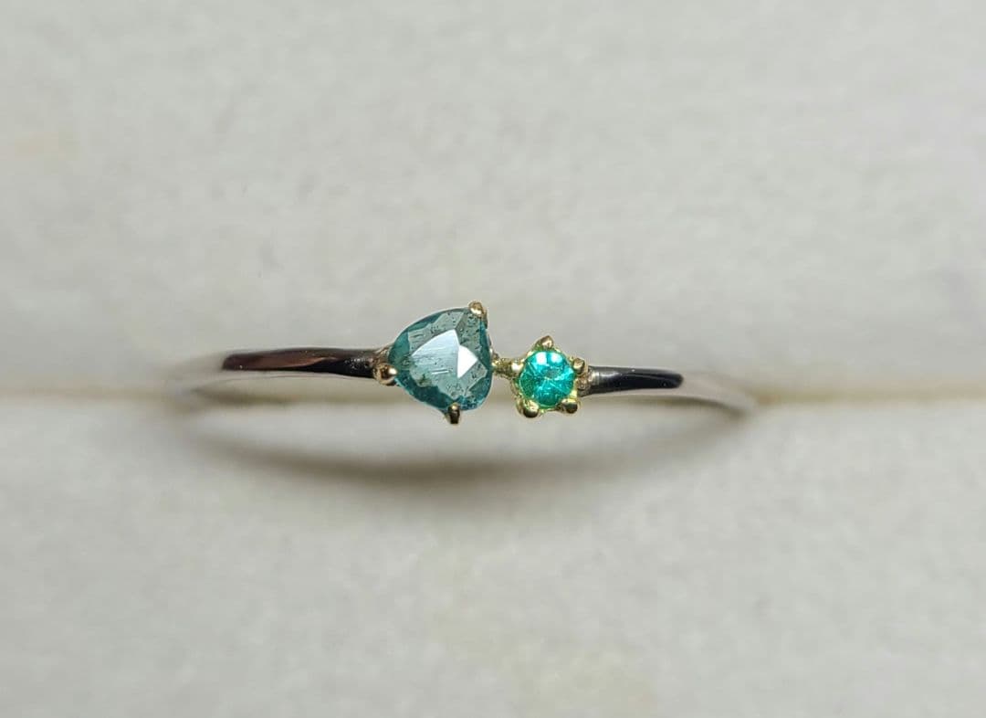 ダブルネオン!!★ブラジルバターリャパライバトルマリン2pcリング18金★