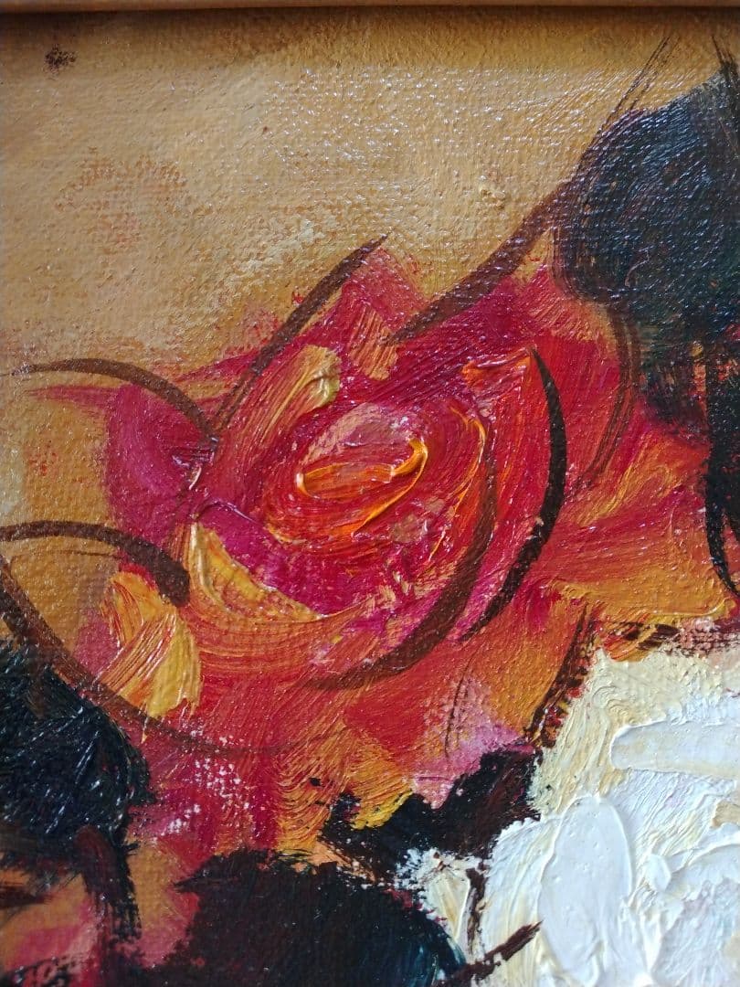 【真作】油彩 湯浅洋子 ばら