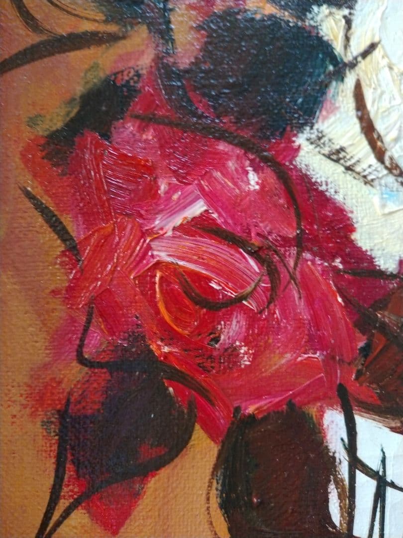 【真作】油彩 湯浅洋子 ばら