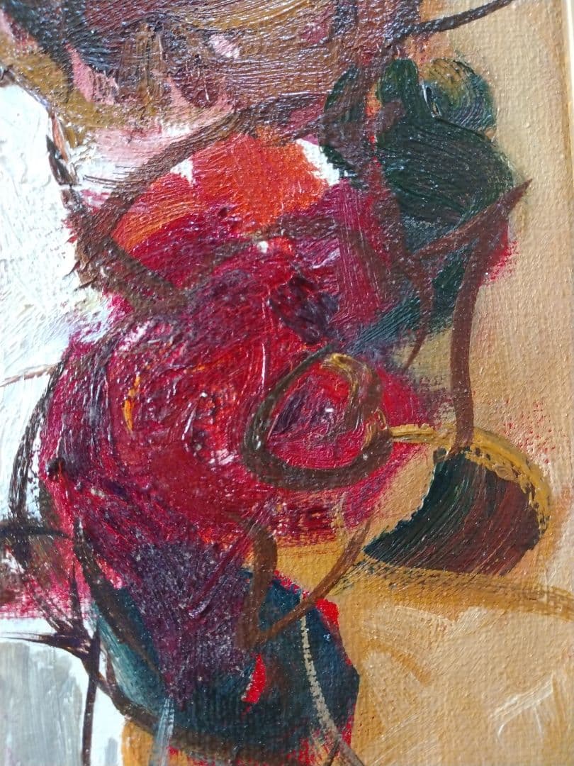 【真作】油彩 湯浅洋子 ばら