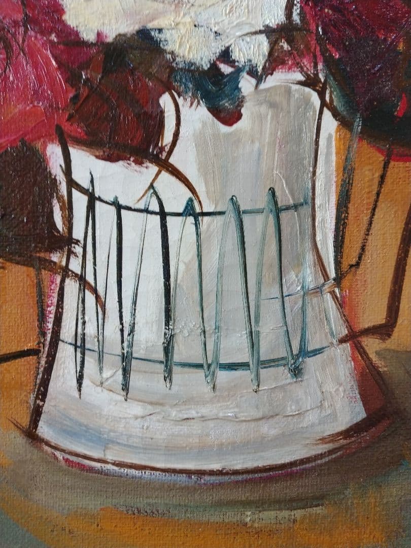 【真作】油彩 湯浅洋子 ばら