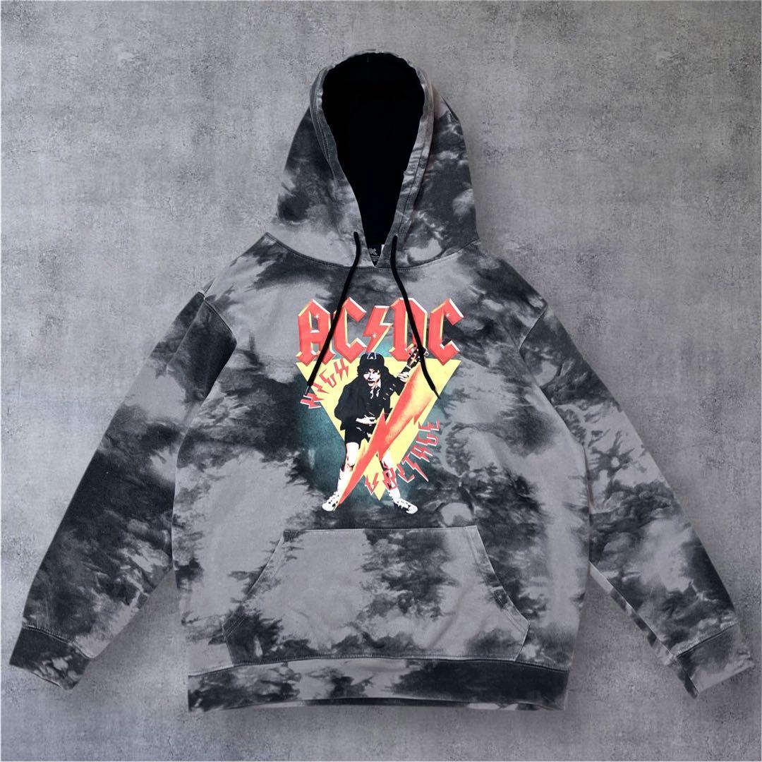 AC/DC アンガス・ヤング/パーカー/タイダイ/ブリーチ/USA古着/US Ｌ