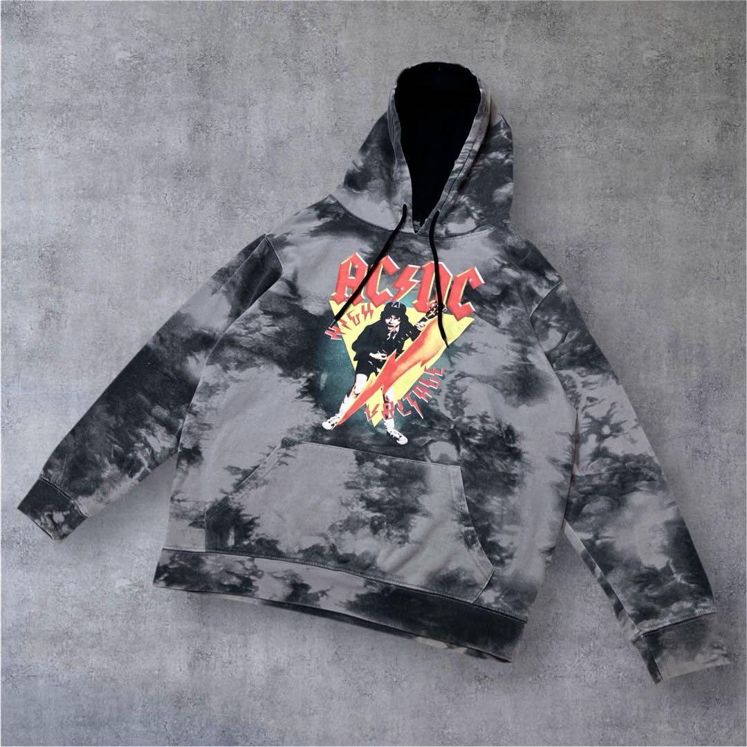 AC/DC アンガス・ヤング/パーカー/タイダイ/ブリーチ/USA古着/US Ｌ