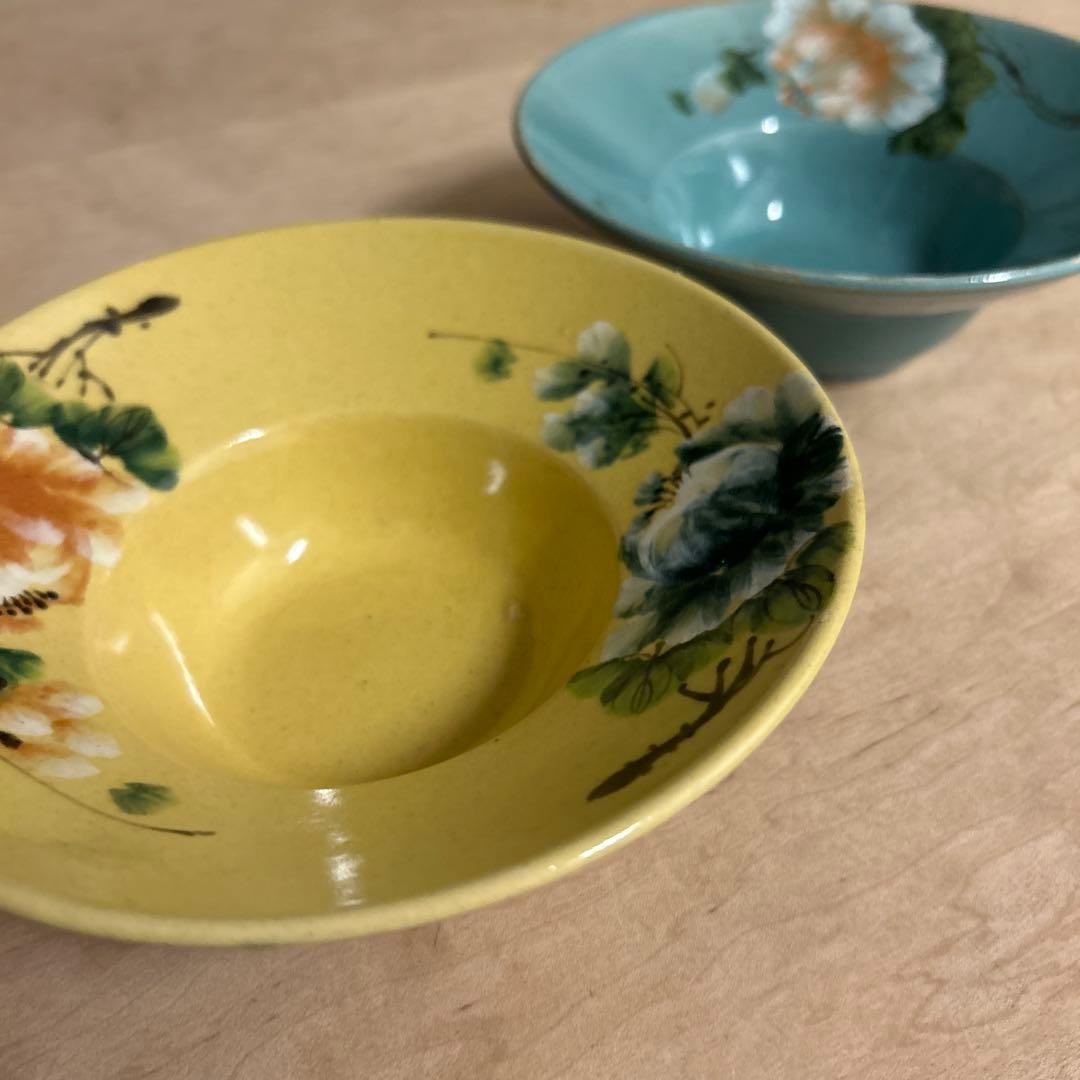 エンメオ　ソンベ焼き　ベトナム　花柄　陶器ボウル　2個セット