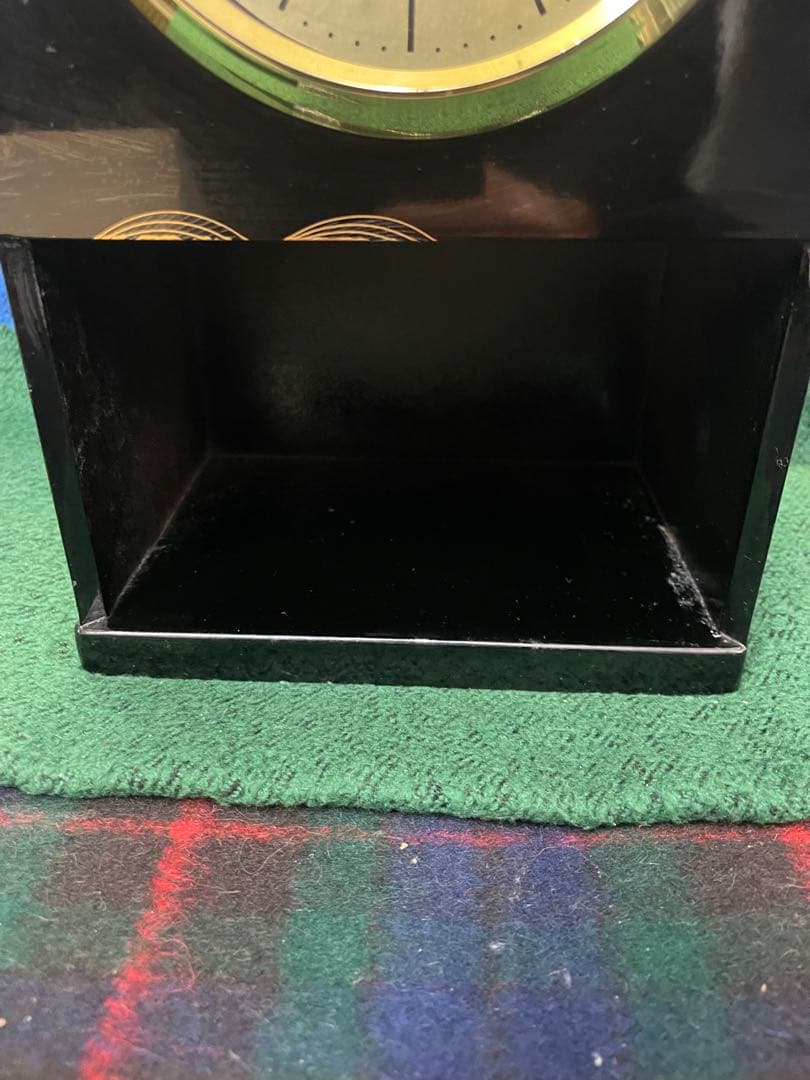 レトロ 置き時計 木製風 インテリア時計 棚付き 高さ29cm アンティーク調