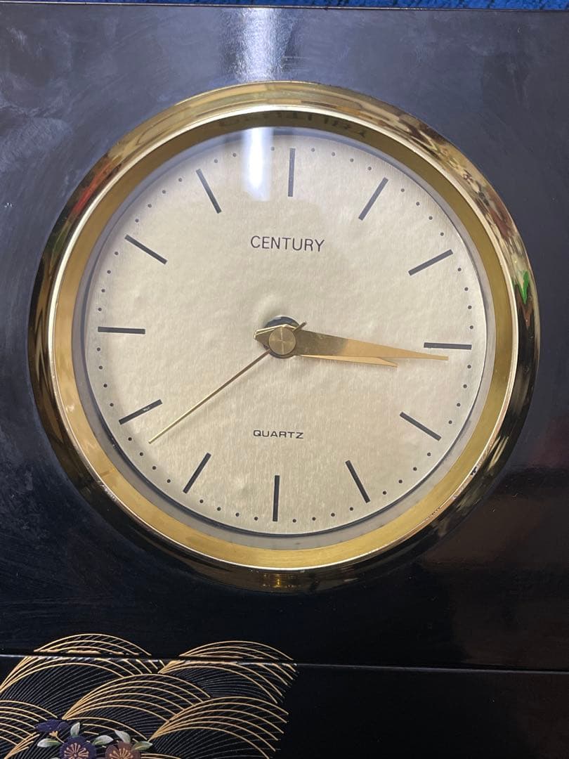 レトロ 置き時計 木製風 インテリア時計 棚付き 高さ29cm アンティーク調