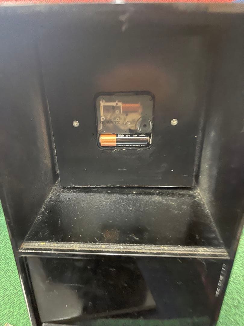 レトロ 置き時計 木製風 インテリア時計 棚付き 高さ29cm アンティーク調