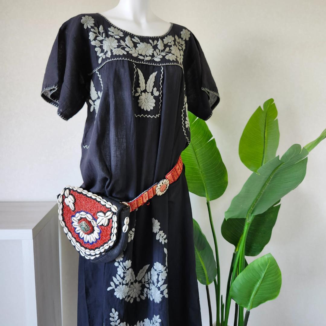 ウェストバッグ 子安貝 宝貝 アンティーク チベタンターコイス エスニック