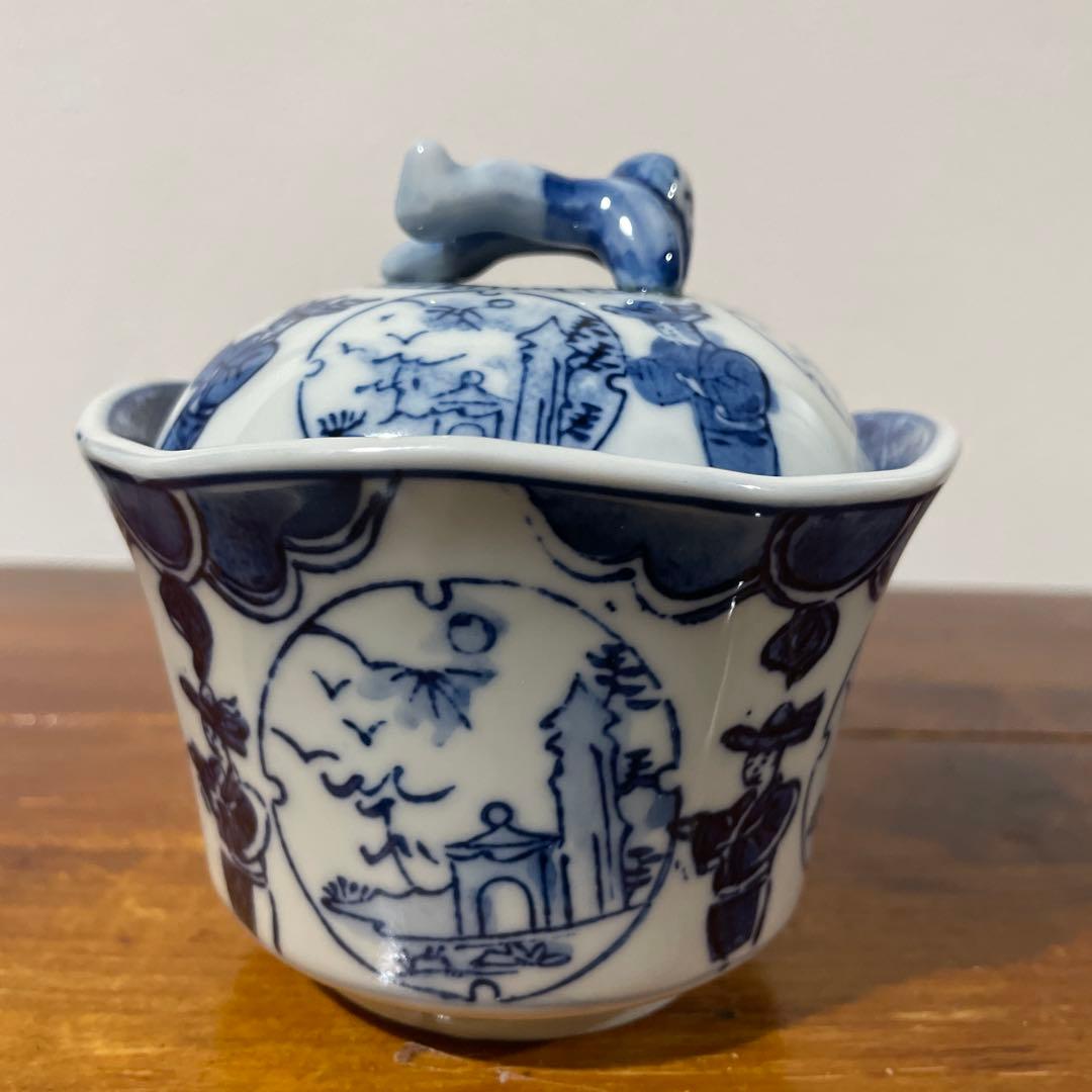 【新品・未使用】美濃焼 良峰窯 一閑人 蓋碗 ペア むし碗 煮物碗 古染付 蓋物