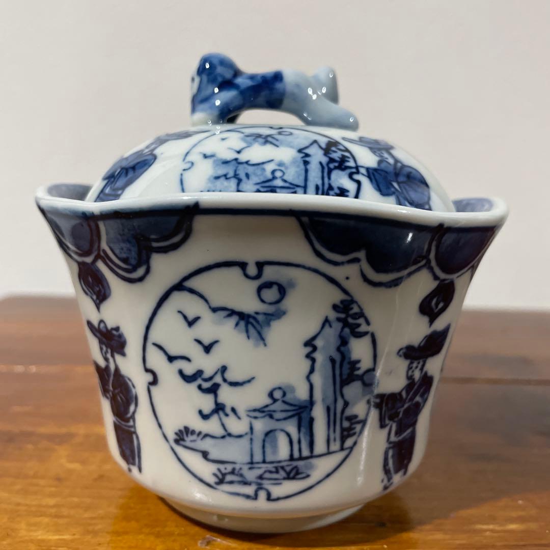 【新品・未使用】美濃焼 良峰窯 一閑人 蓋碗 ペア むし碗 煮物碗 古染付 蓋物