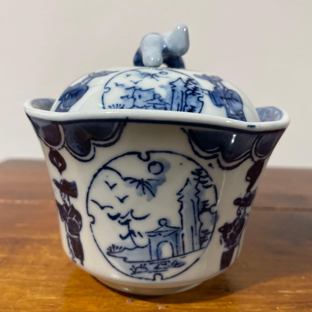 【新品・未使用】美濃焼 良峰窯 一閑人 蓋碗 ペア むし碗 煮物碗 古染付 蓋物