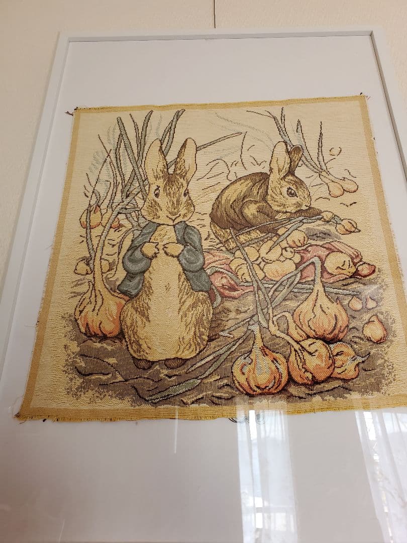 ピーターラビットペルギーゴブラン織り ウサギのビンテージ布アート