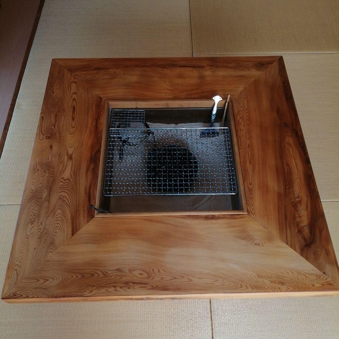屋久杉　囲炉裏　テーブル　引き出し付
