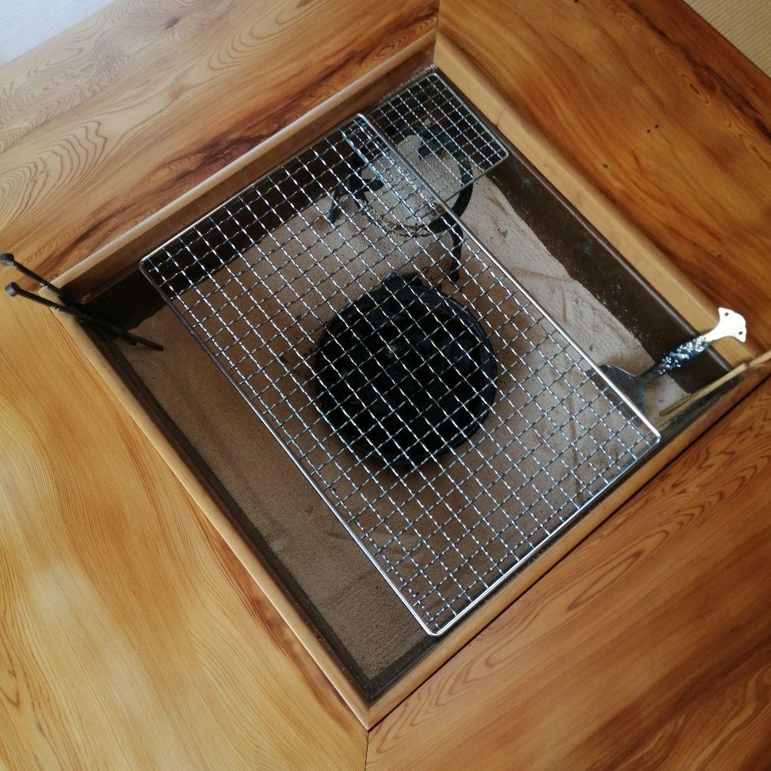 屋久杉　囲炉裏　テーブル　引き出し付