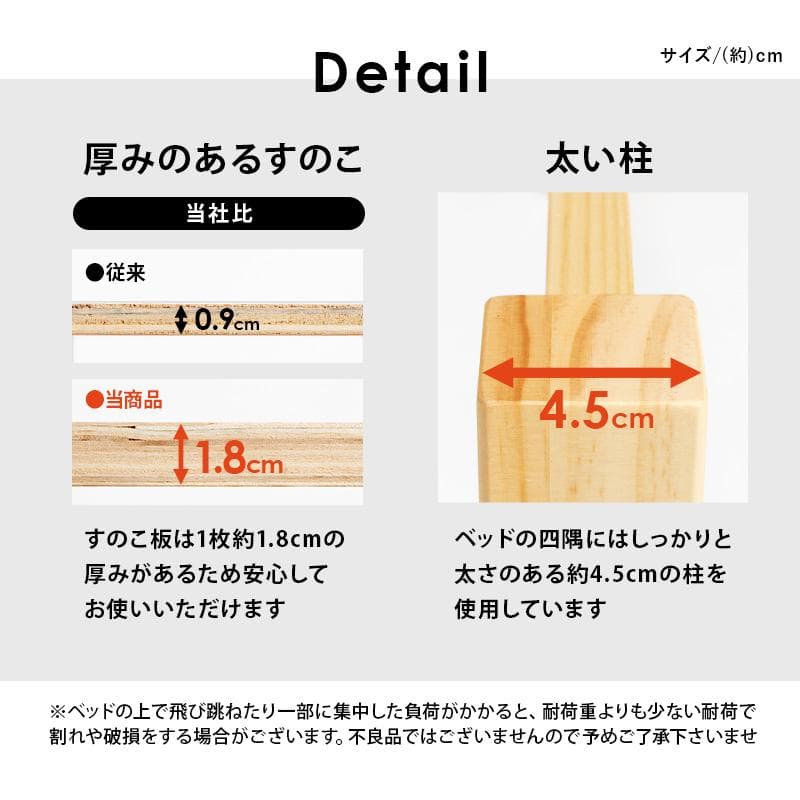 【新品】3分で完成！セミダブル すのこベッド 天然木 コンセント付 アウトレット