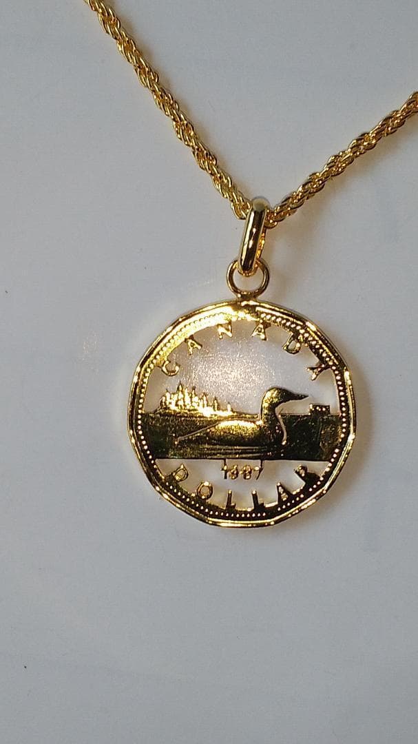 カナダ ルーニー カットアウト ペンダントトップ  金鍍金仕上 新品