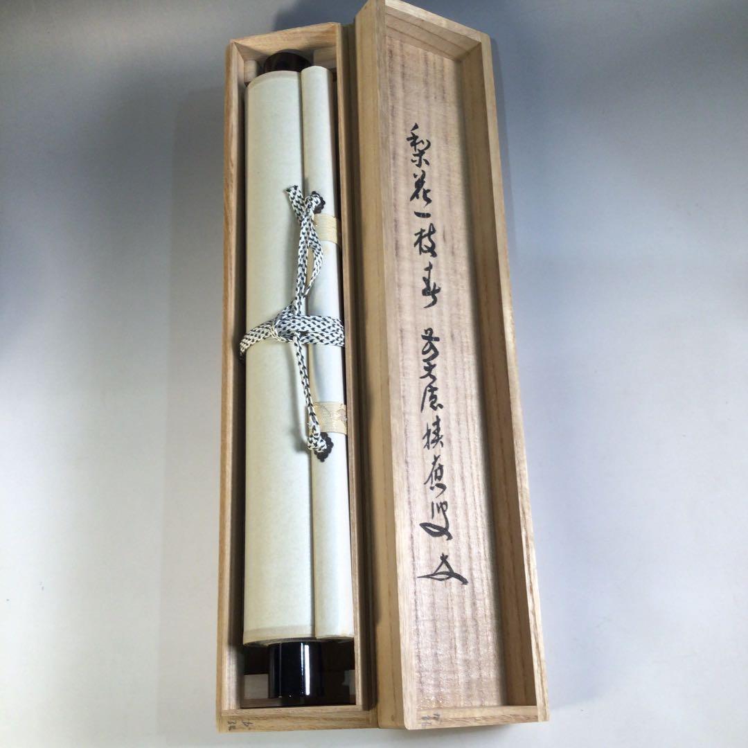 Ａ２２９　掛軸　大徳寺　福本積應　『梨花一枝春』　共箱　『真作』　肉筆　一行書