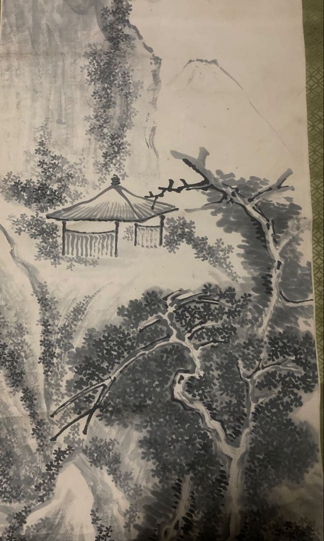 完全ジャンク品 水墨山水之図 掛軸 作者不明