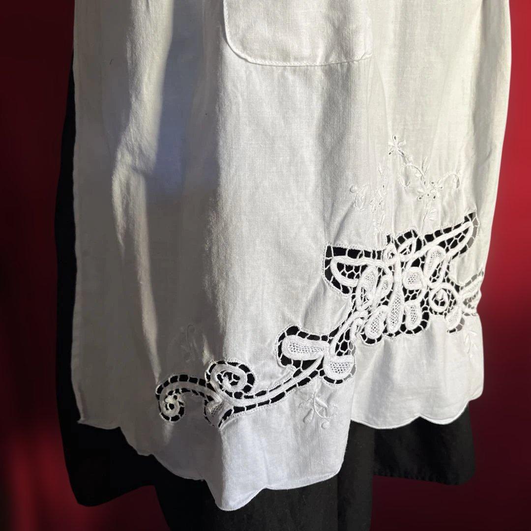 ホワイトレース刺繍エプロン　スイス製　ビンテージ