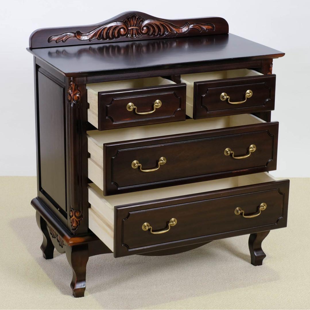 F 新品 アンティーク調 チェスト 75 たんす 衣類収納 リビング収納 サイド