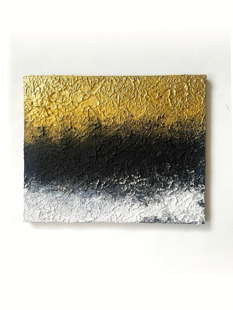 金の立体的な抽象画｜F3｜現代アート　絵画　テクスチャーアート　ニュアンスアート