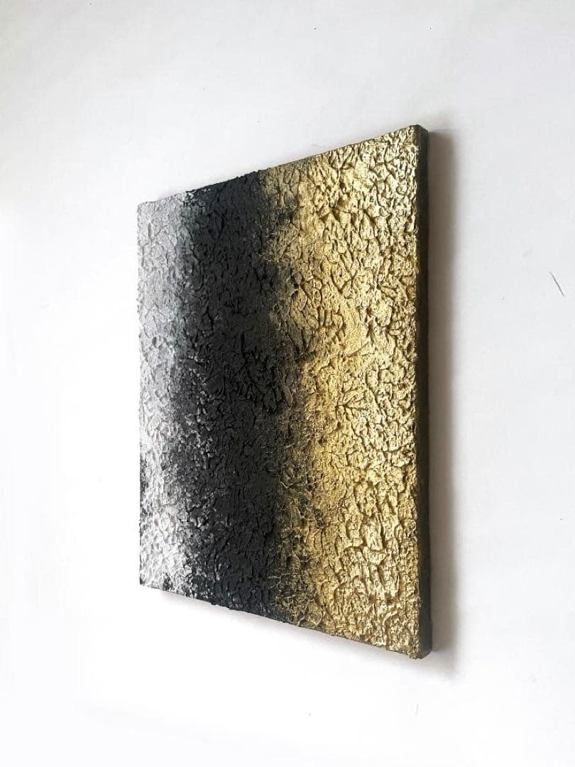 金の立体的な抽象画｜F3｜現代アート　絵画　テクスチャーアート　ニュアンスアート
