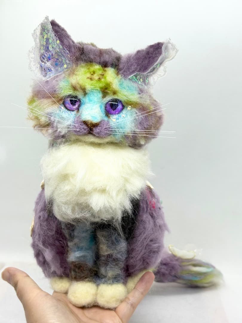 A猫 ファンシーな猫のアートドール【ハンドメイド 人形 猫 ぬいぐるみ