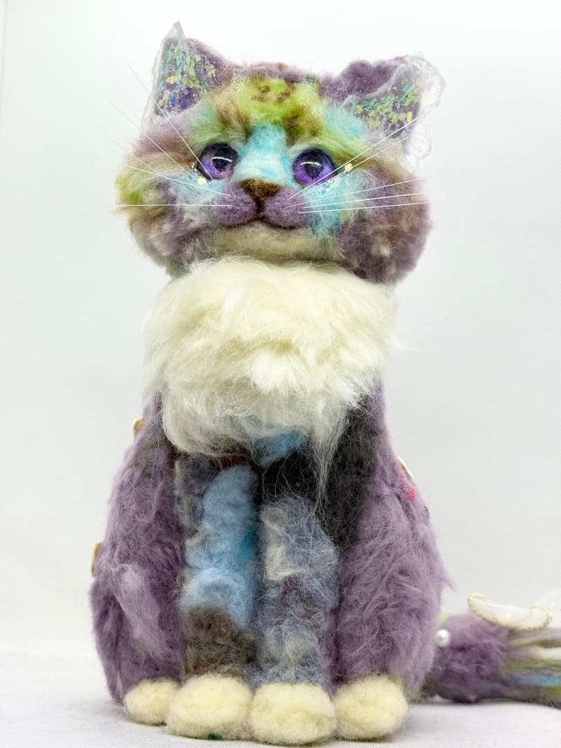A猫 ファンシーな猫のアートドール【ハンドメイド 人形 猫 ぬいぐるみ