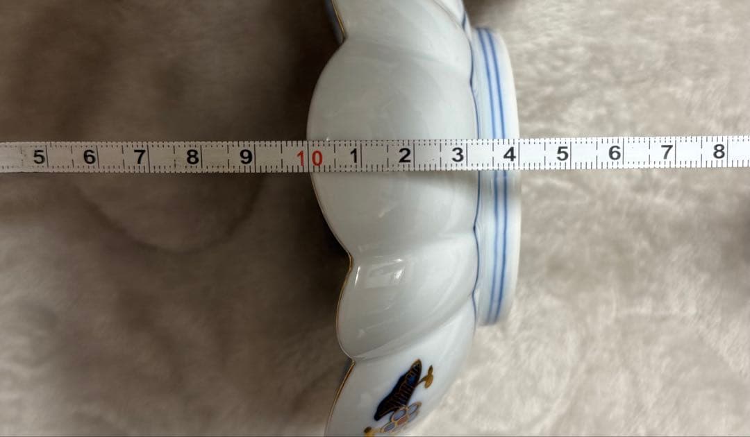 有田焼　菊割銘々皿揃　5枚セット　古伊万里　染付花紋　金彩　取り皿