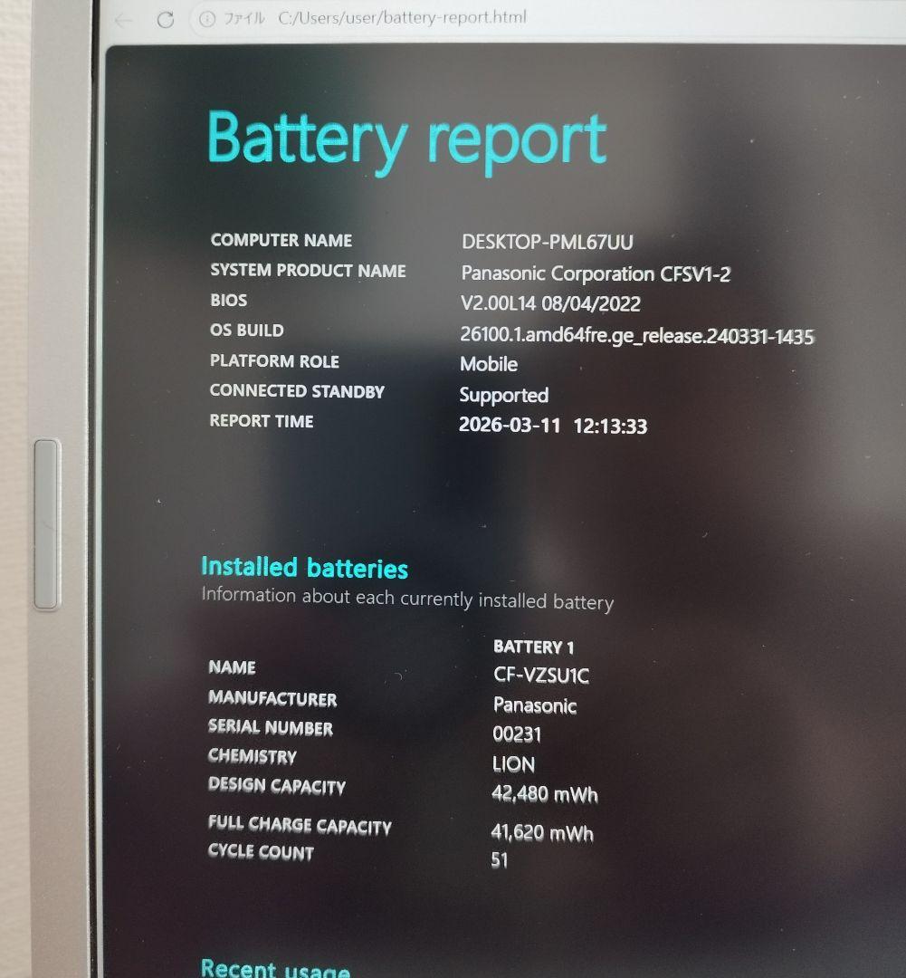 使用1850H CF-SV1 第11代i5/16GB/256GB/office⑥