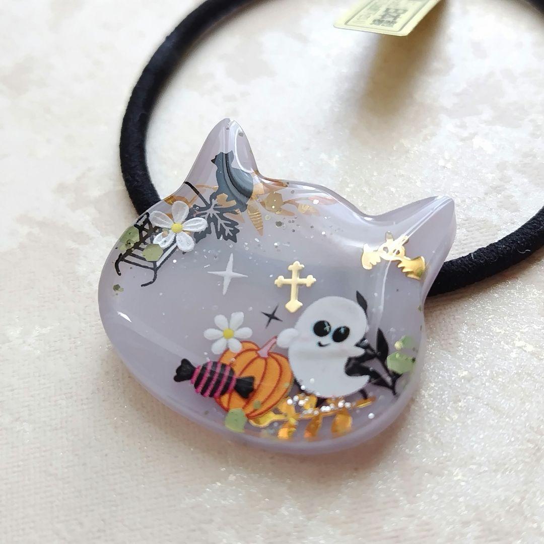 ハロウィンデザイン 猫ちゃんレジンヘアゴム