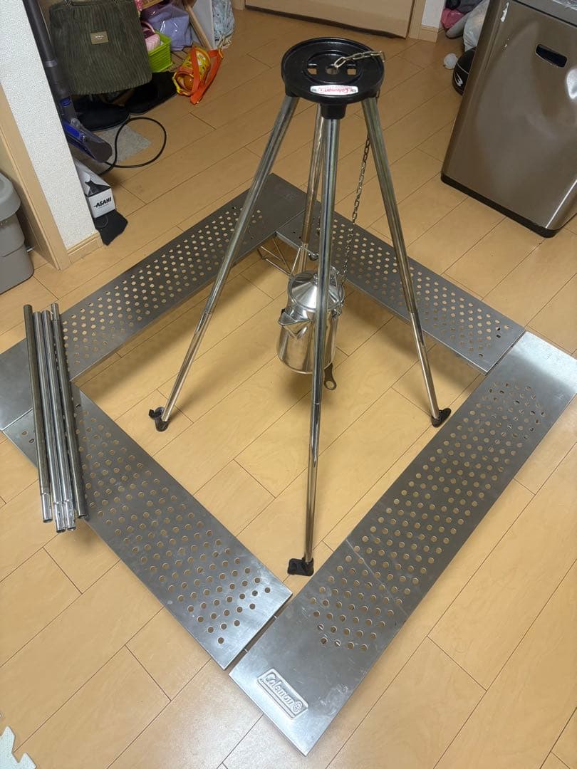 コールマン　セット売り　焚き火　ケトル　トライ　ファイヤープレイステーブル