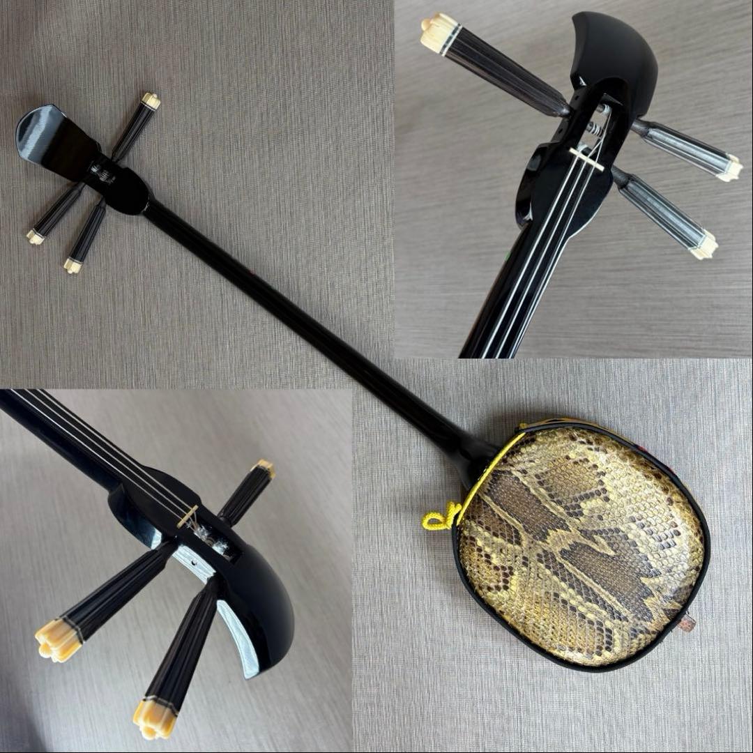 極美品✨沖縄三線 本蛇皮強化張り 池武当 新垣三線 ハードケース付 送料無料