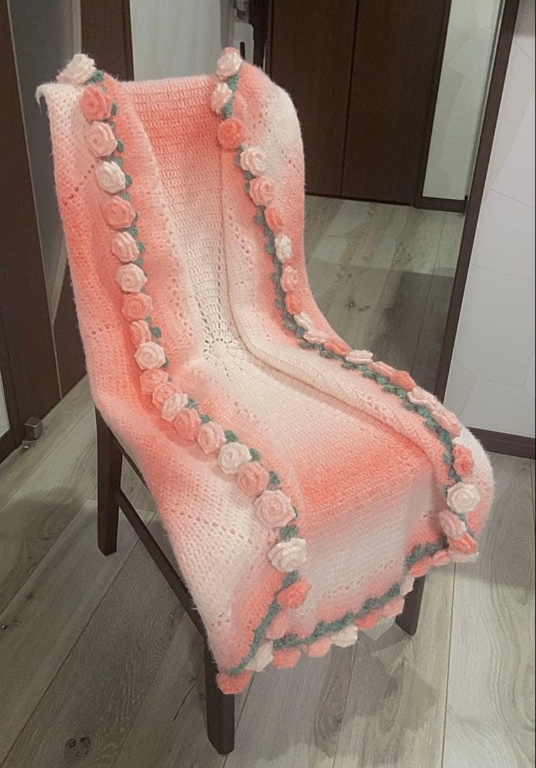 バラの花束ブランケット直径118cm，69本の大きな花ストール