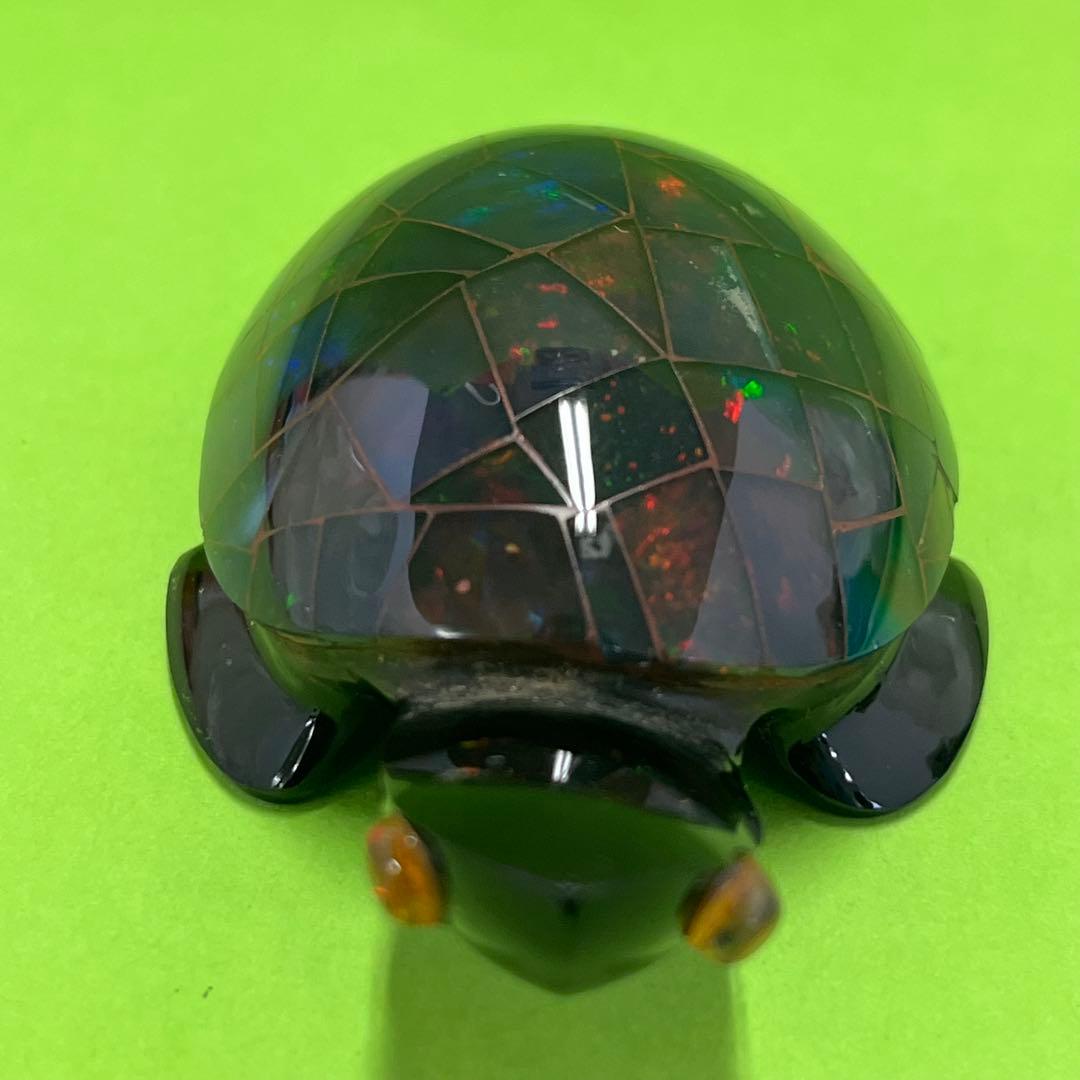 オパール　亀　置物