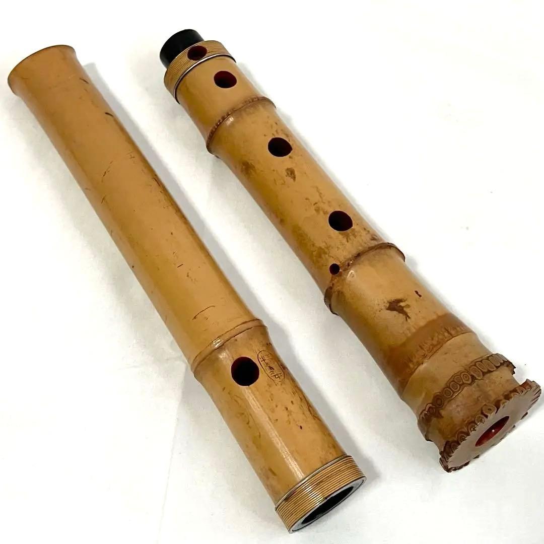 尺八 精華銘印 竹製 1尺6寸管 7孔 笛 和楽器