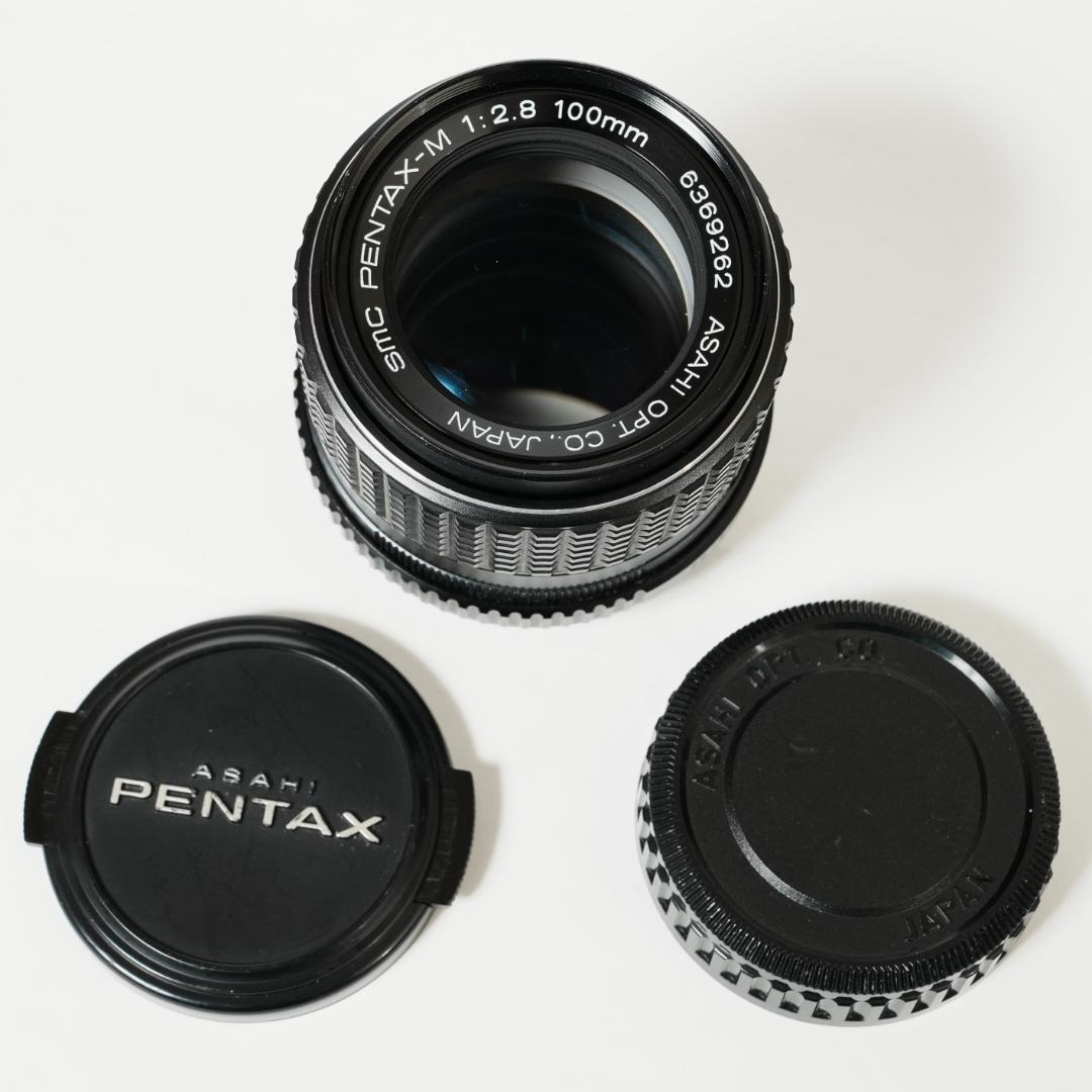 SMC PENTAX-M 100mm f2.8レンズ Kマウント前後キャップ付き