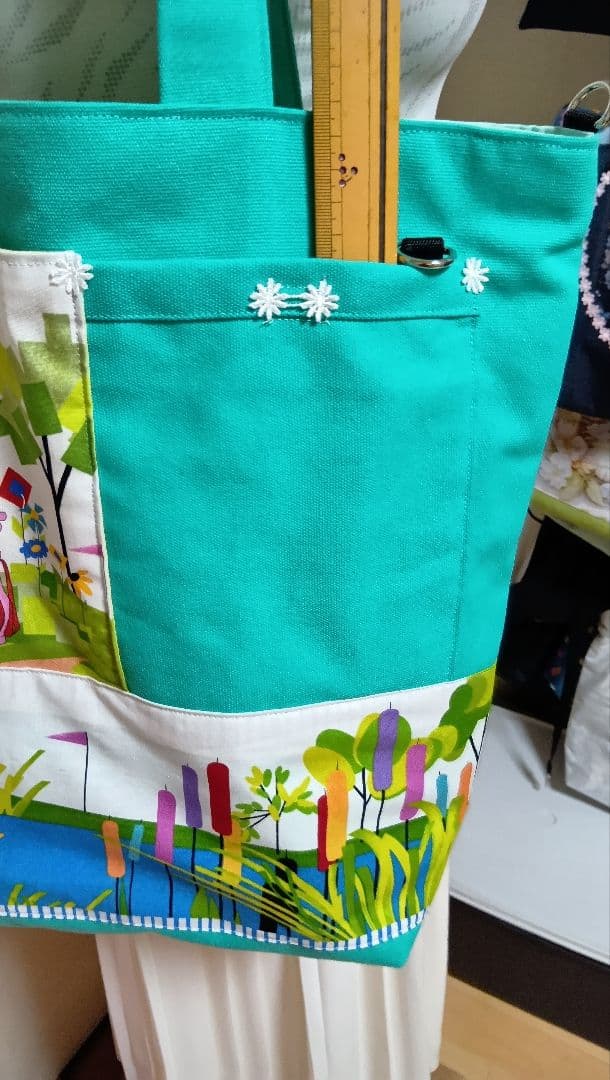 ロラライハリスパネル使用 超特大トートバッグ、ポケットいっぱいです♡