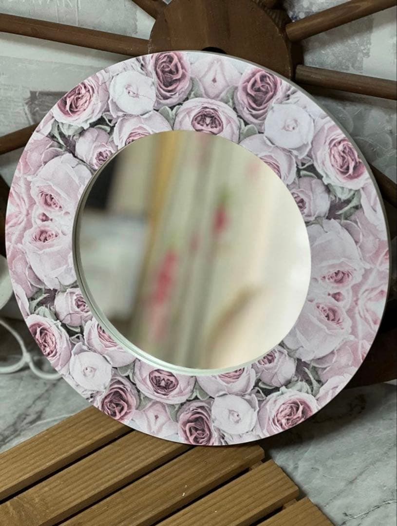 蓋付き収納BOX※積み重ね収納BOX※壁掛けミラー※薔薇雑貨※デコパージュ薔薇