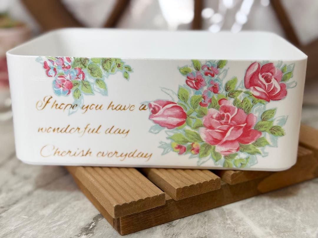 蓋付き収納BOX※積み重ね収納BOX※壁掛けミラー※薔薇雑貨※デコパージュ薔薇